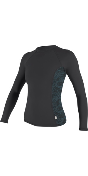 2026 O'Neill Mujer Hyperfreak Skins Camiseta De Manga Larga De Licra 5695 - Tempered Steel / Shaded Island Sky